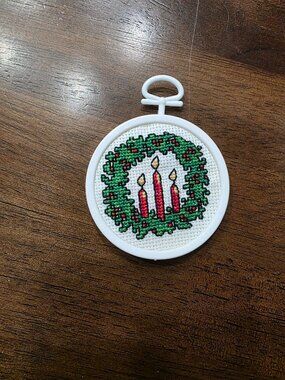 Mini Christmas Candle Cross Stitch